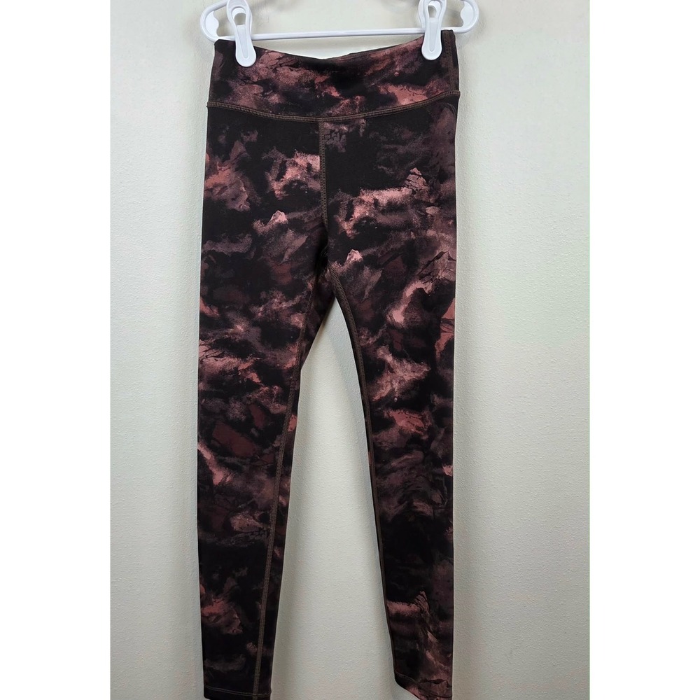 Athleta Girl High Rise Printed Chit Chat Tight Leggings Brown Pink M 8-10